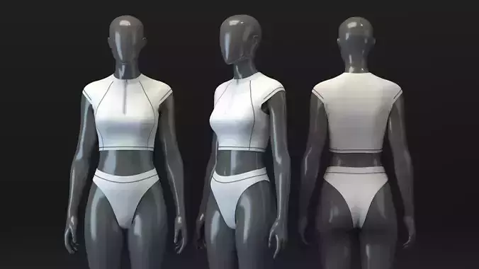 Cap Sleeve Half-Zip Rashguard with Bottom Set