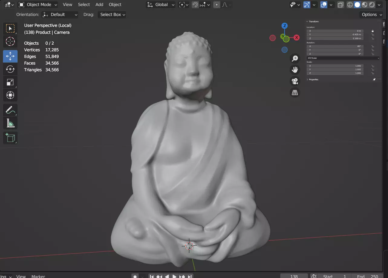 Seated Shakyamuni - Decorative Statue 3D model_11