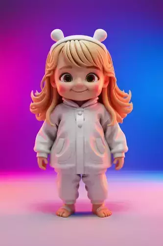 Cute Cartoon Girl 3D Cozy Character Hoodie Bunny Ears