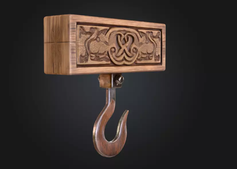 Medieval Sack Hanger Low-poly 3D model_7