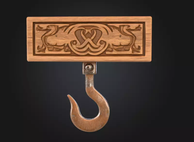 Medieval Sack Hanger Low-poly 3D model_9