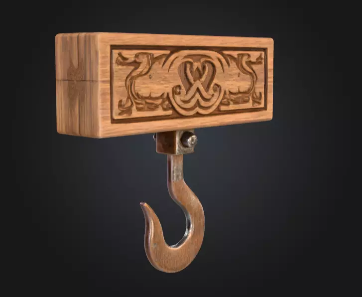 Medieval Sack Hanger Low-poly 3D model_4