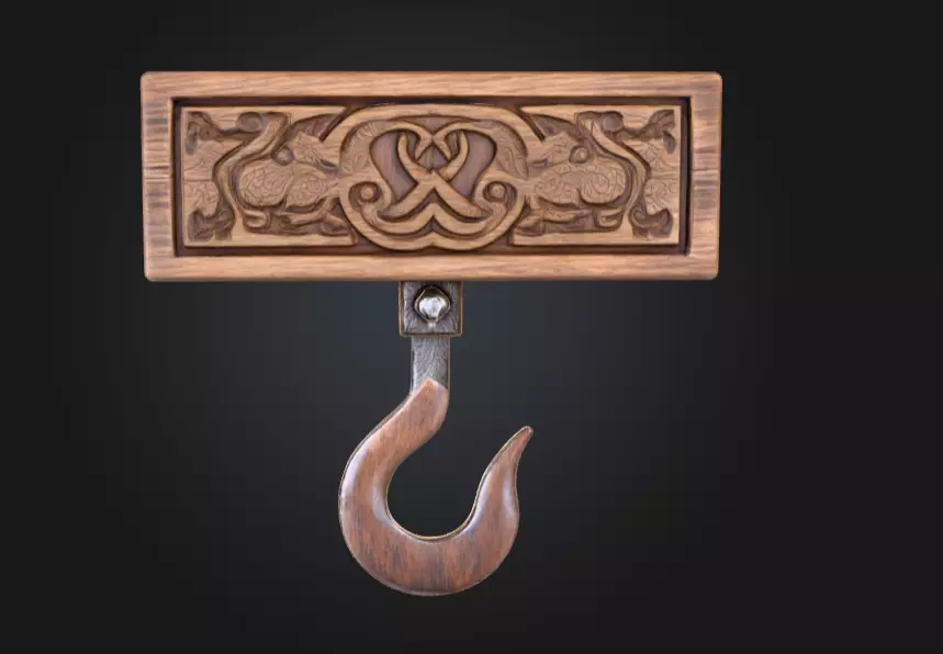 Medieval Sack Hanger Low-poly 3D model_0