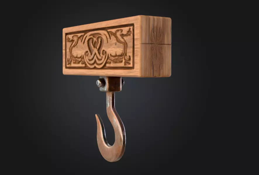 Medieval Sack Hanger Low-poly 3D model_1