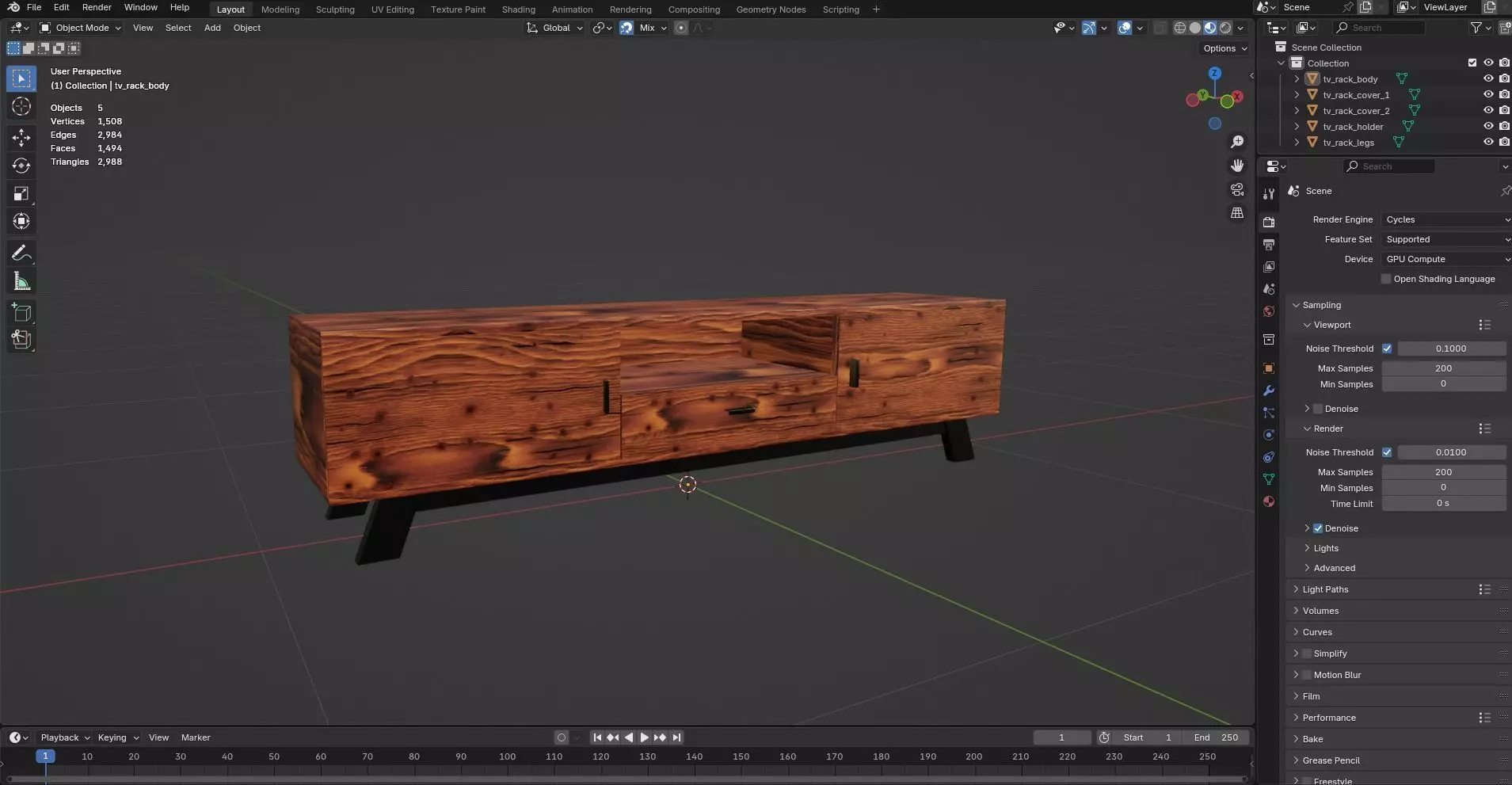 TV Rack CG75 3D model_8