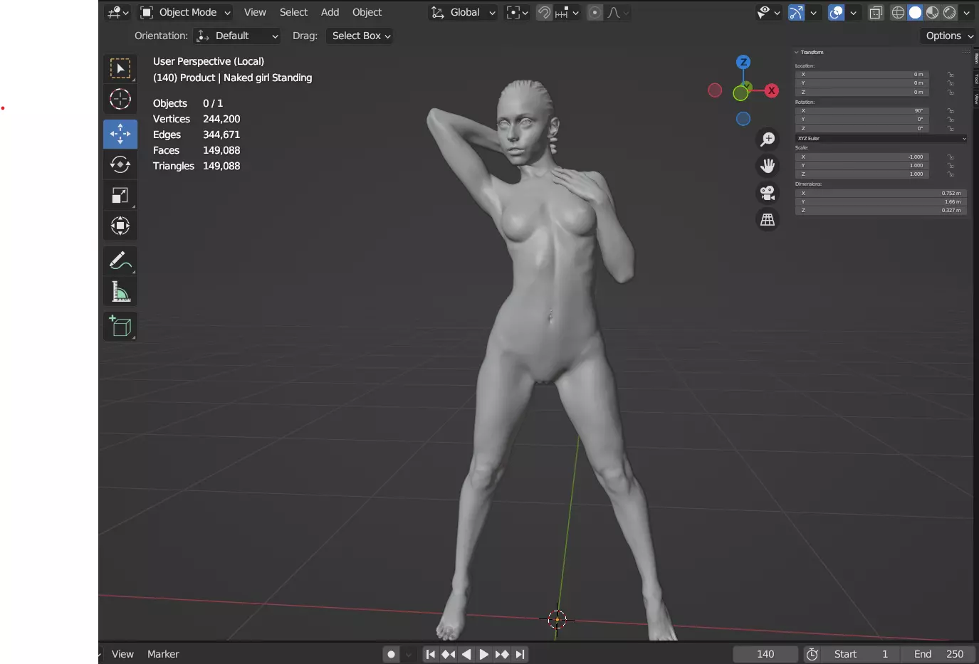 Female Figure Standing Pose 3D model_12