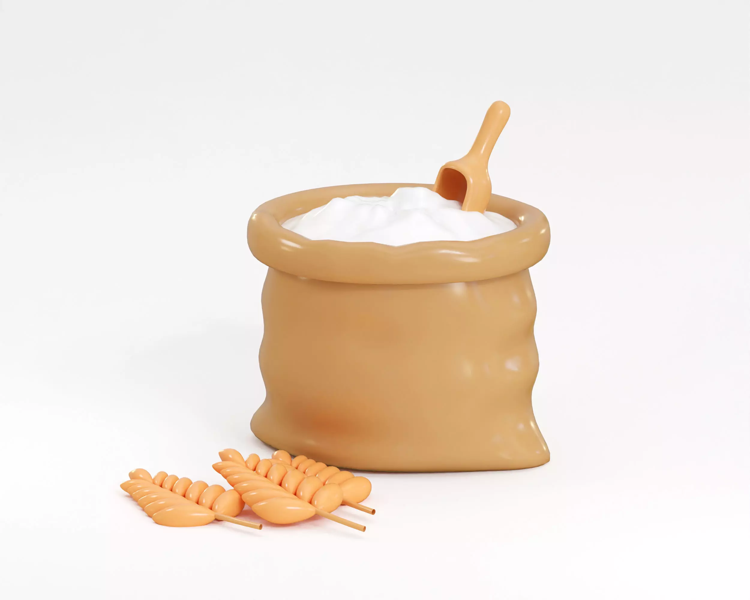 Cartoon Bag of white flour Low-poly 3D model