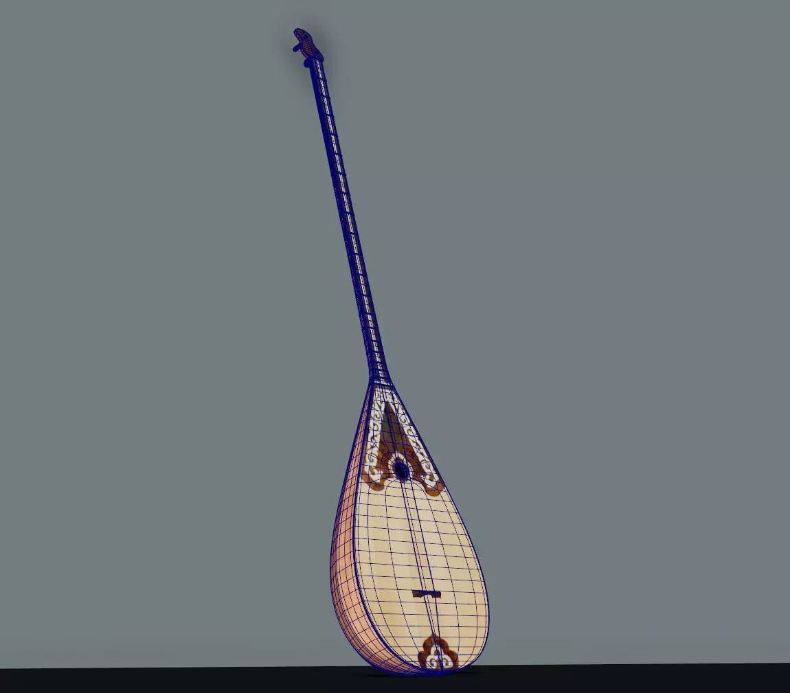 The Kazakh musical instrument - Dombyra Low-poly 3D model_1