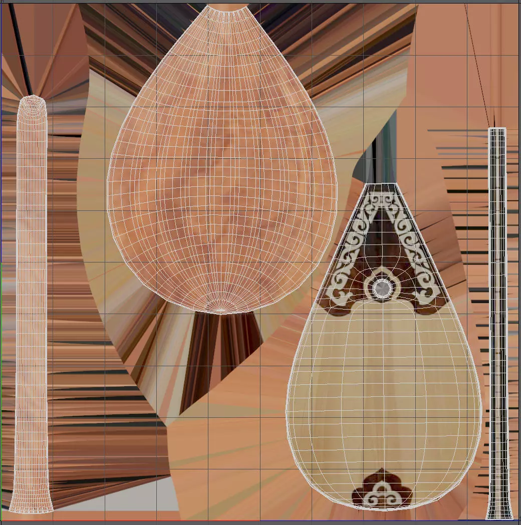 The Kazakh musical instrument - Dombyra Low-poly 3D model_2