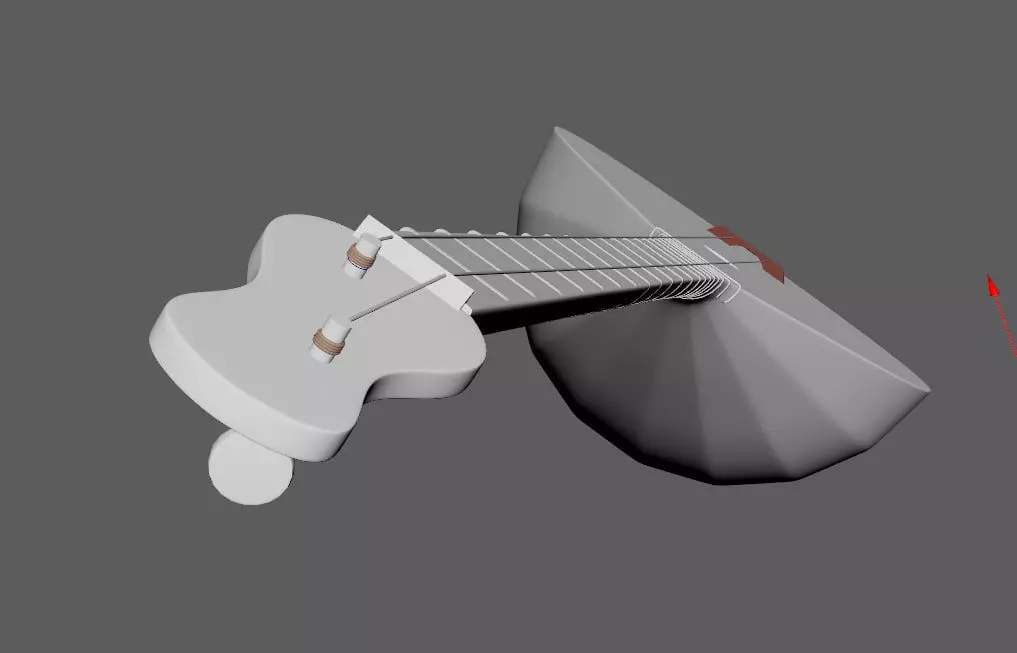 The Kazakh musical instrument - Dombyra Low-poly 3D model_4