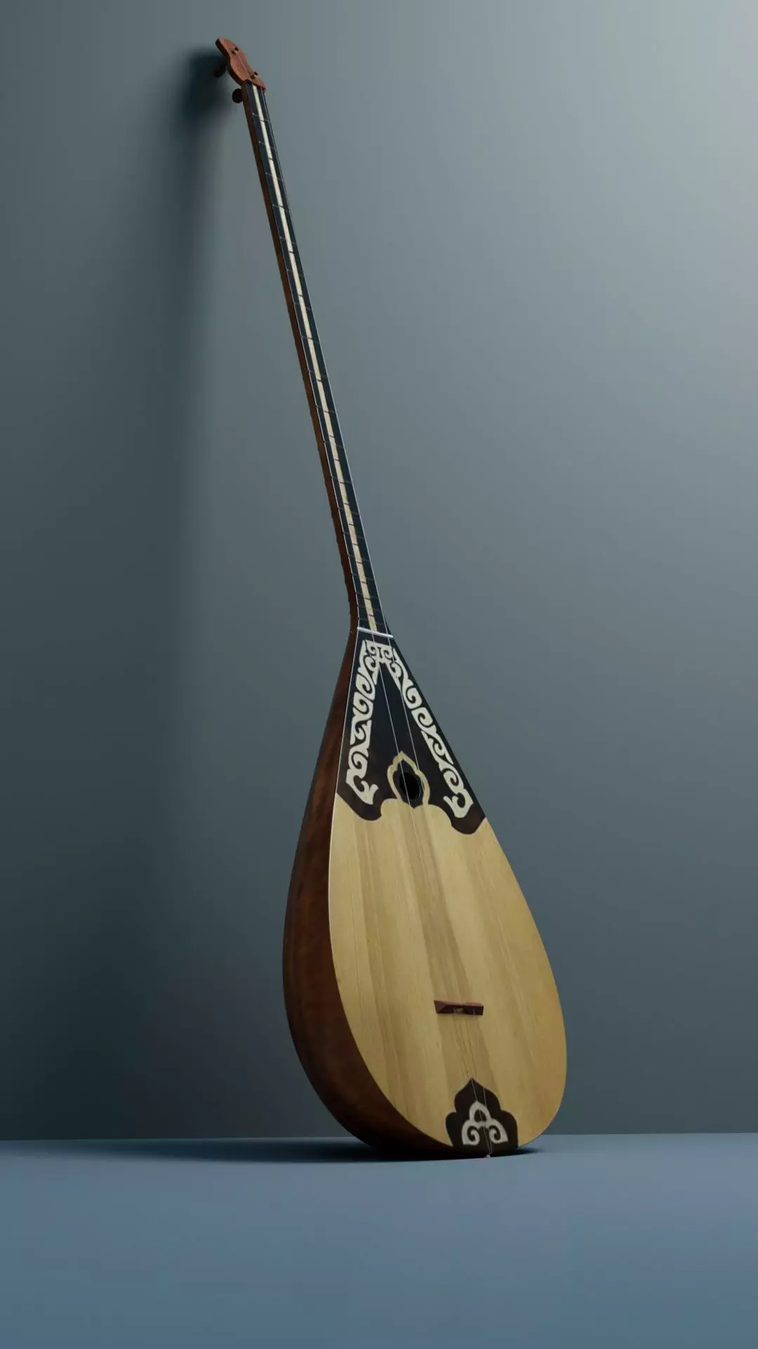 The Kazakh musical instrument - Dombyra Low-poly 3D model_0