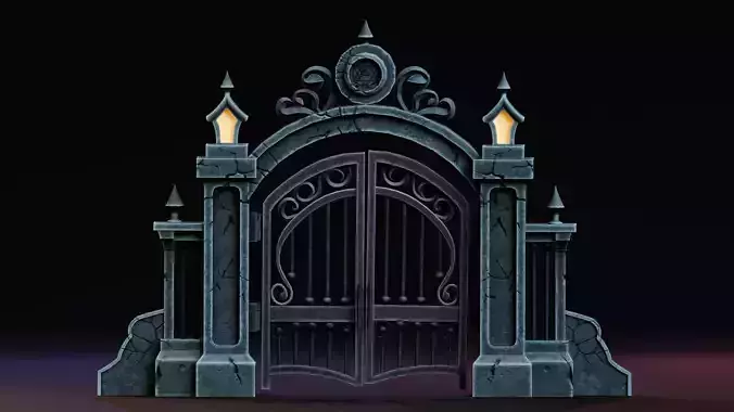 Stylized Halloween Props - Haunted Gate Low-poly 3D model