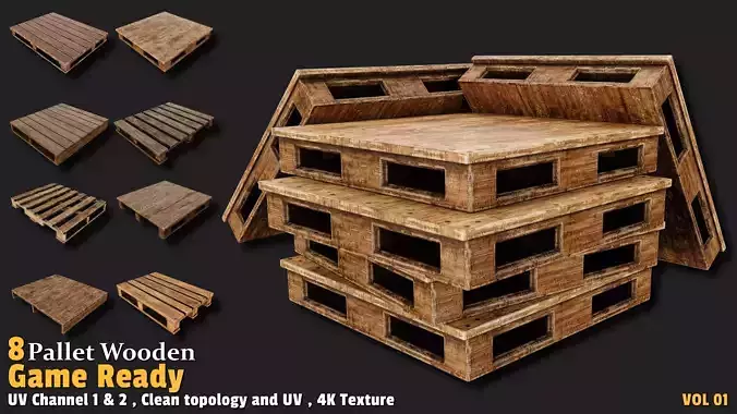 Wooden Pallet  Game Ready VOL01