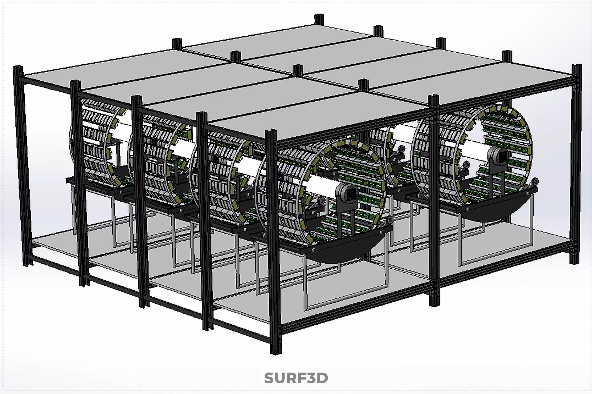 INDOOR ARRAY ROW SHELF RACK TRAY ROTARY HYDROPONIC PLANT FARM UP 3D model_30