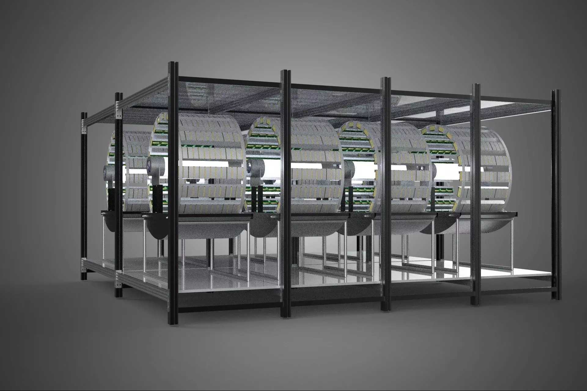 INDOOR ARRAY ROW SHELF RACK TRAY ROTARY HYDROPONIC PLANT FARM UP 3D model_28