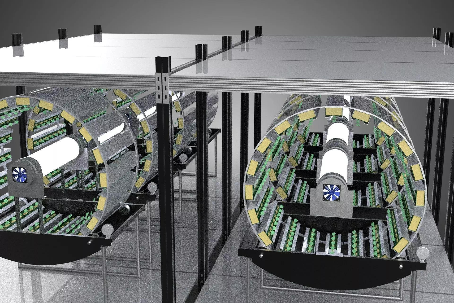 INDOOR ARRAY ROW SHELF RACK TRAY ROTARY HYDROPONIC PLANT FARM UP 3D model_26