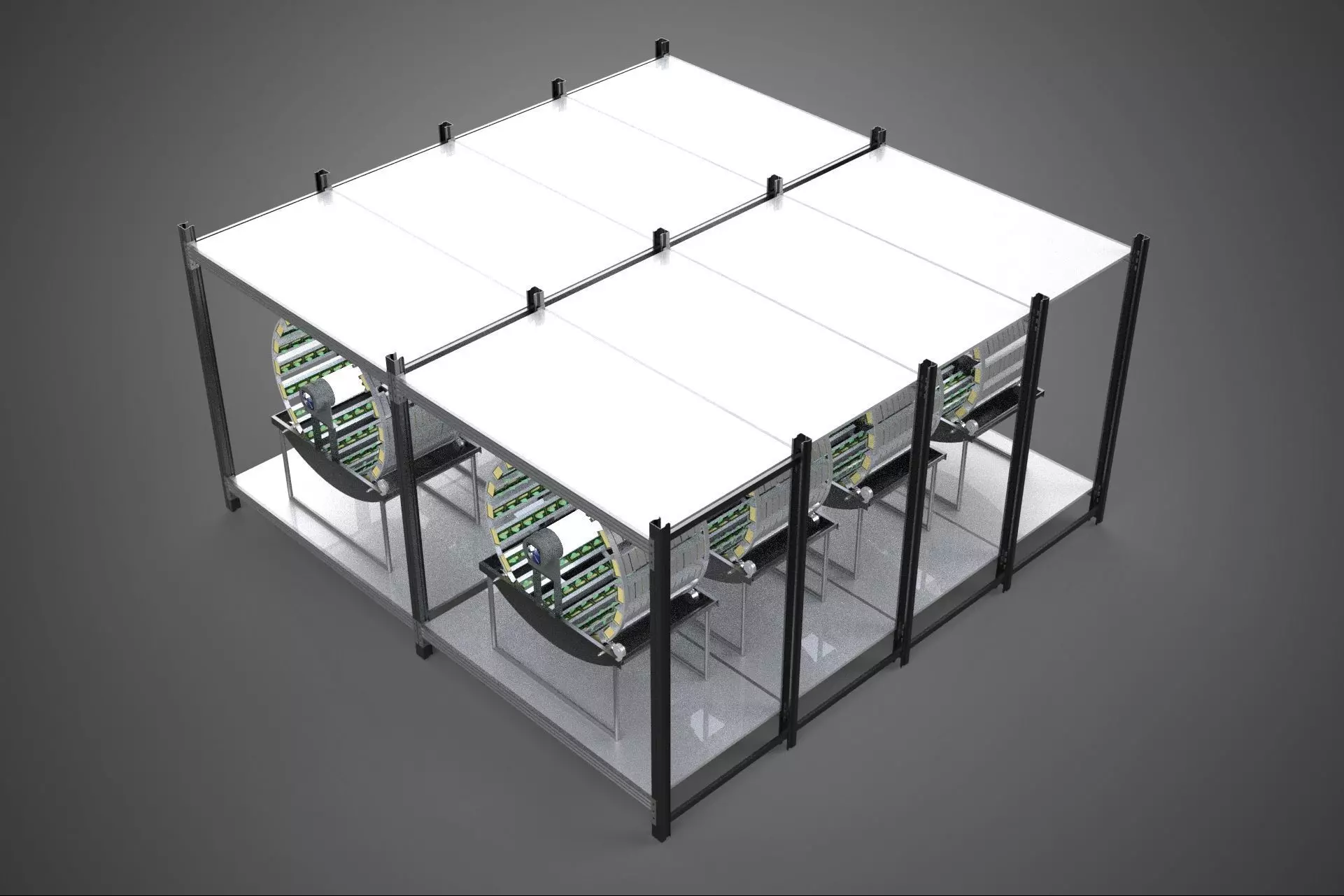 INDOOR ARRAY ROW SHELF RACK TRAY ROTARY HYDROPONIC PLANT FARM UP 3D model_16