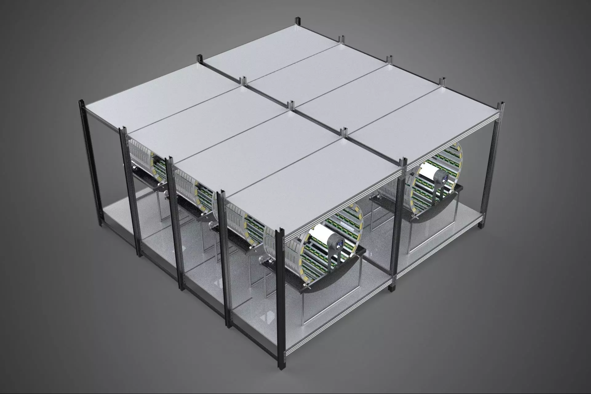 INDOOR ARRAY ROW SHELF RACK TRAY ROTARY HYDROPONIC PLANT FARM UP 3D model_7