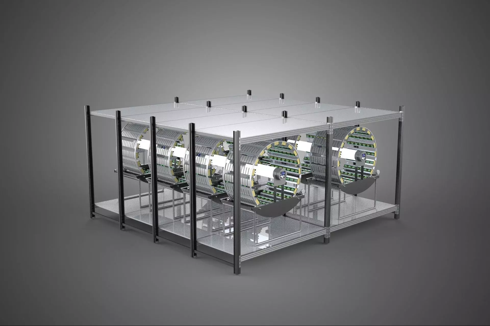 INDOOR ARRAY ROW SHELF RACK TRAY ROTARY HYDROPONIC PLANT FARM UP 3D model_0