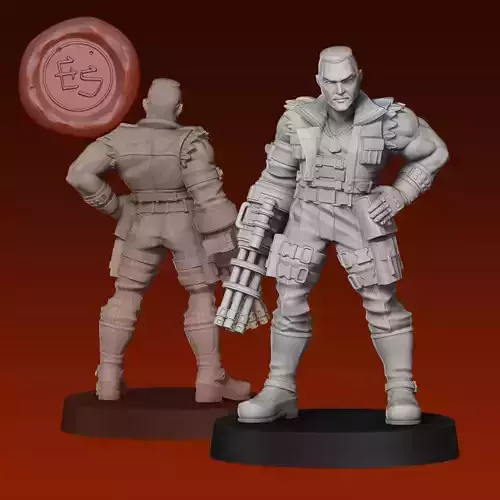 Barret Wallace - Final Fantasy VII - 32mm Miniature