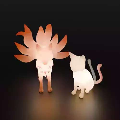 Indirect Lighting Between the Cat-Yokai and the Nine-Tailed Fox
