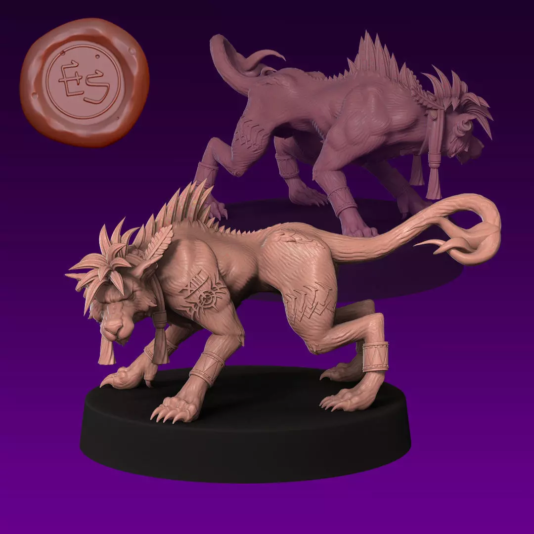 Red XIII - Final Fantasy VII - 32mm Miniature 3D print model_0
