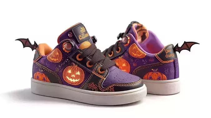 Spooky Cute Halloween Kids Shoes 3D Model