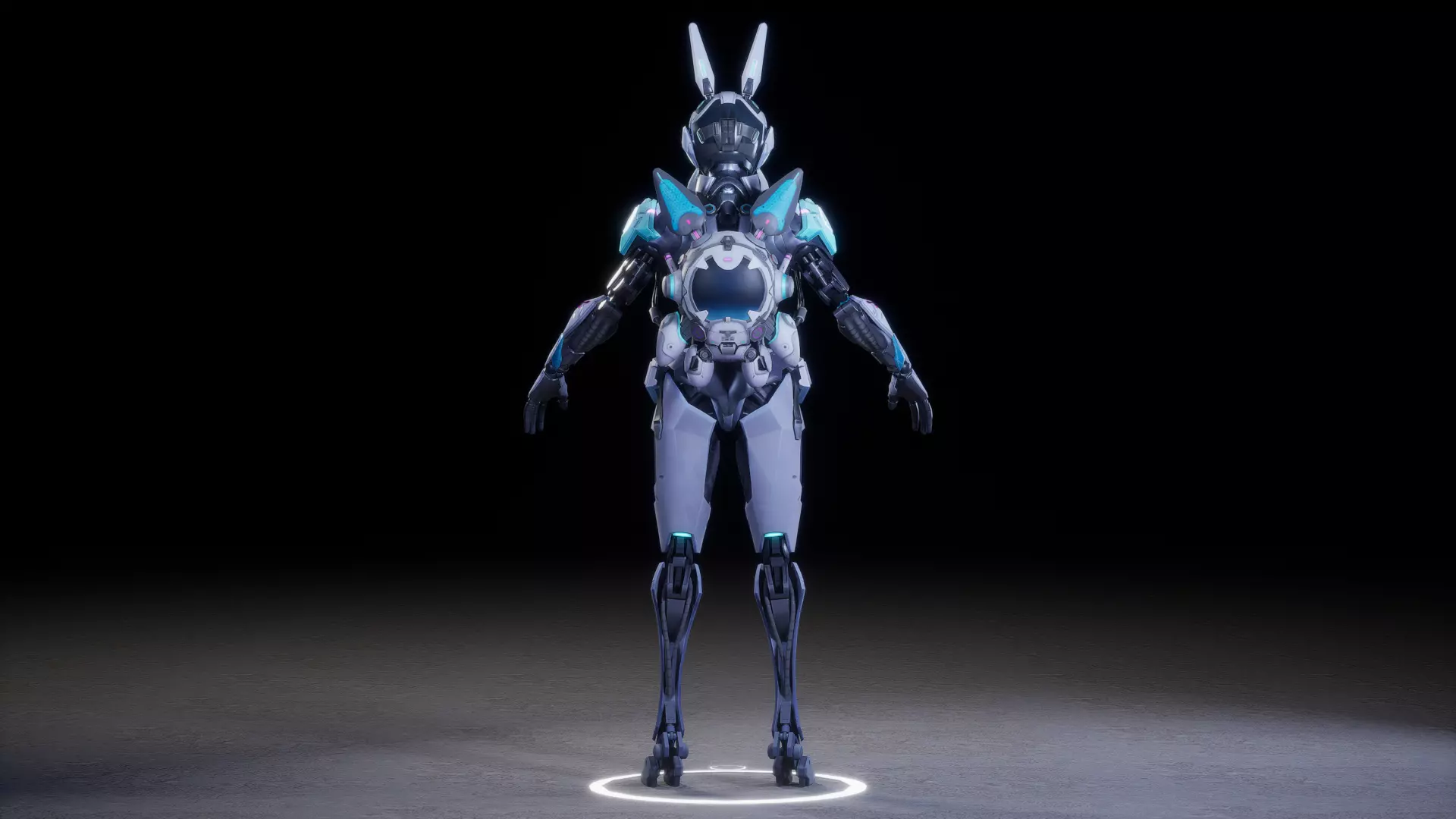 CYBER MECHA RABBIT Low-poly 3D model_5