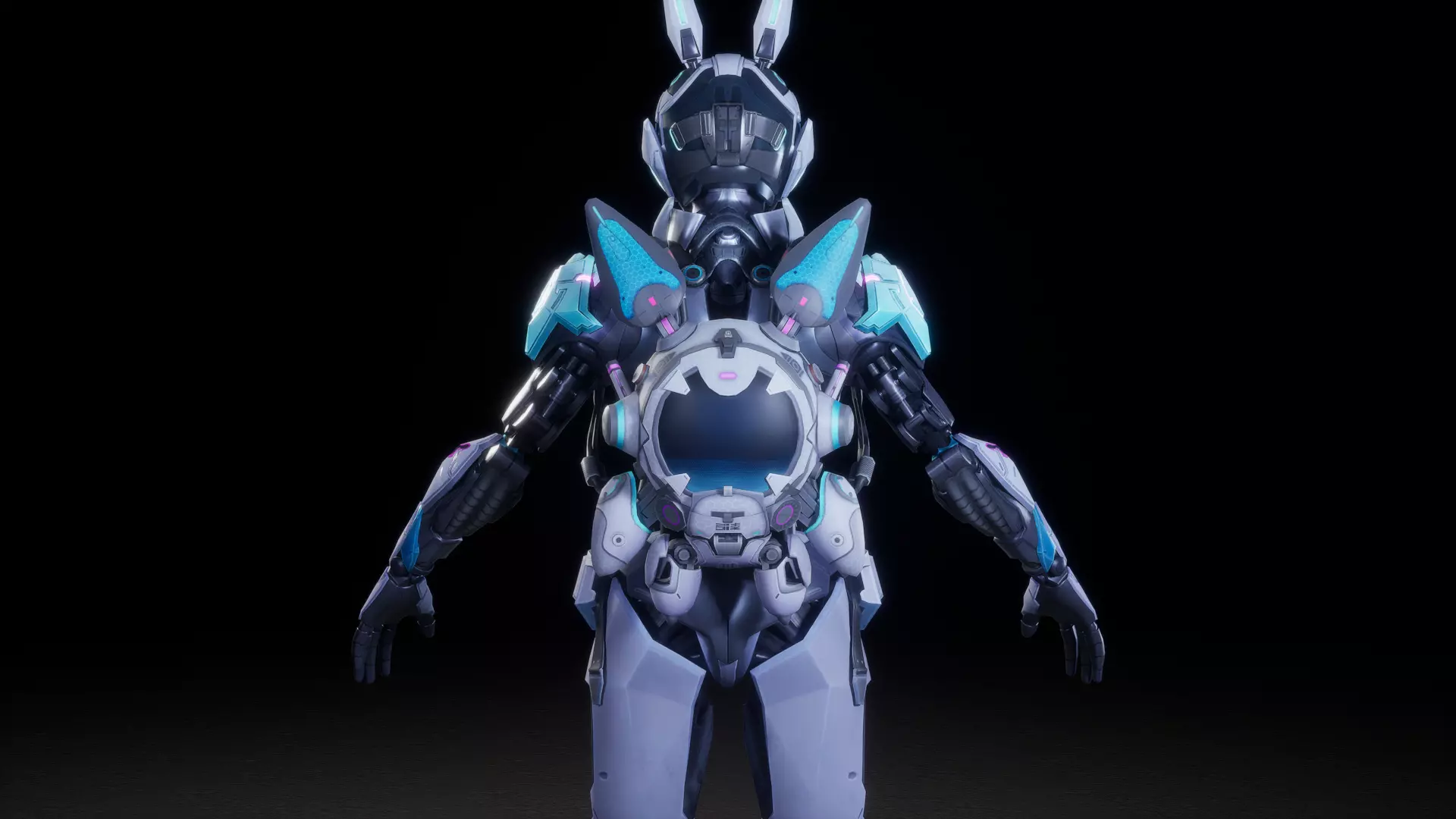 CYBER MECHA RABBIT Low-poly 3D model_7