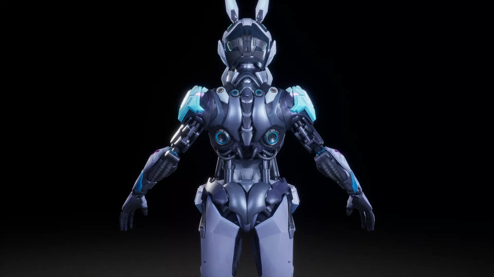 CYBER MECHA RABBIT Low-poly 3D model_6