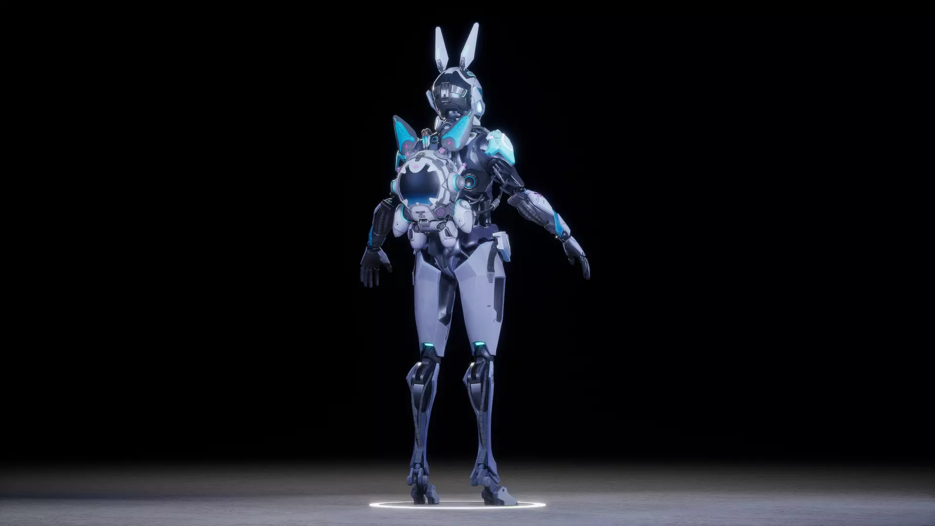 CYBER MECHA RABBIT Low-poly 3D model_16