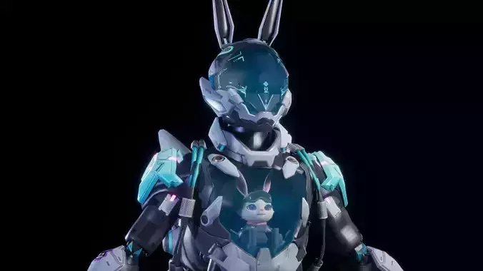 CYBER MECHA RABBIT Low-poly 3D model CYBER MECHA RABBIT Low-poly 3D model