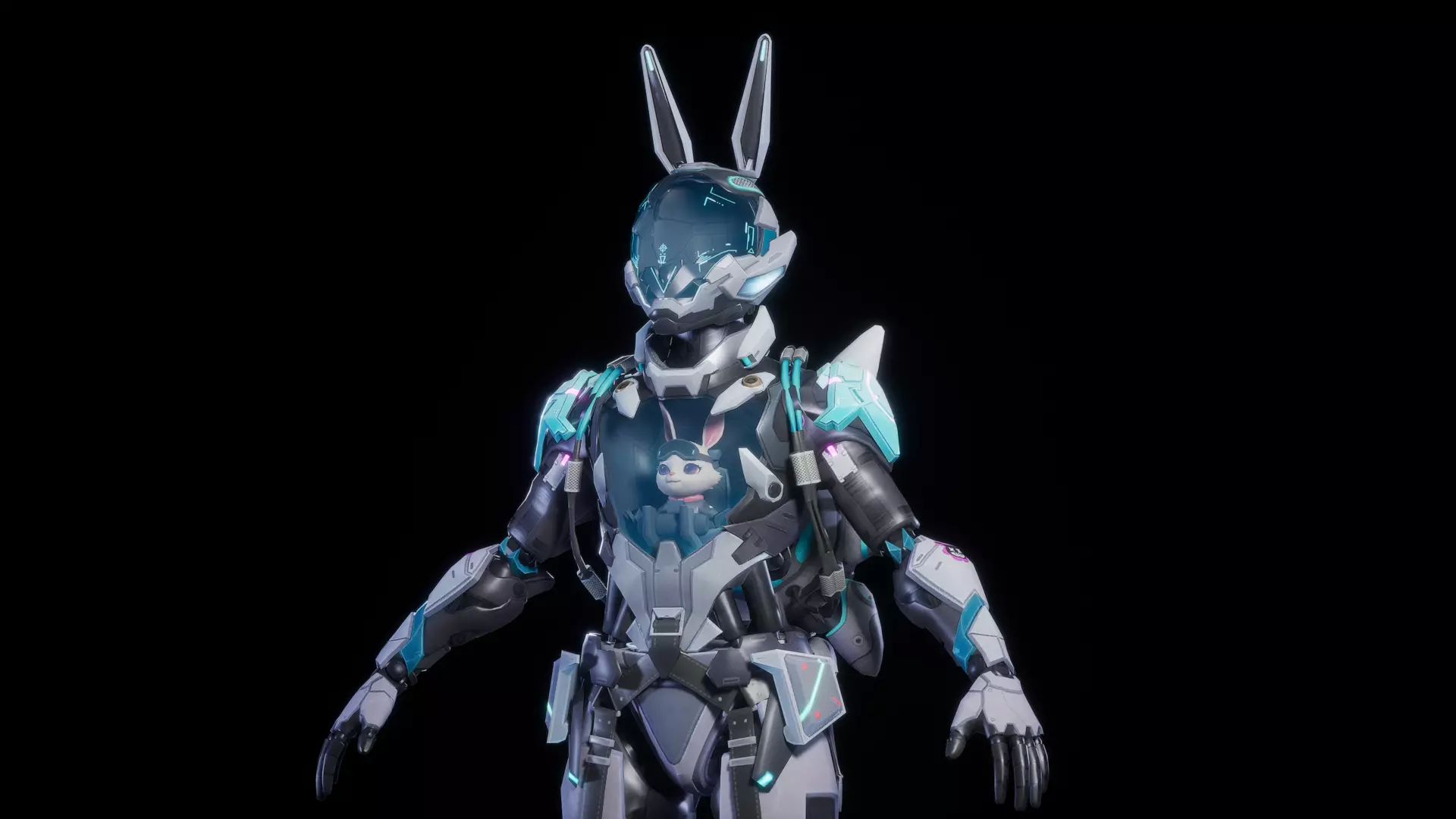 CYBER MECHA RABBIT Low-poly 3D model_1