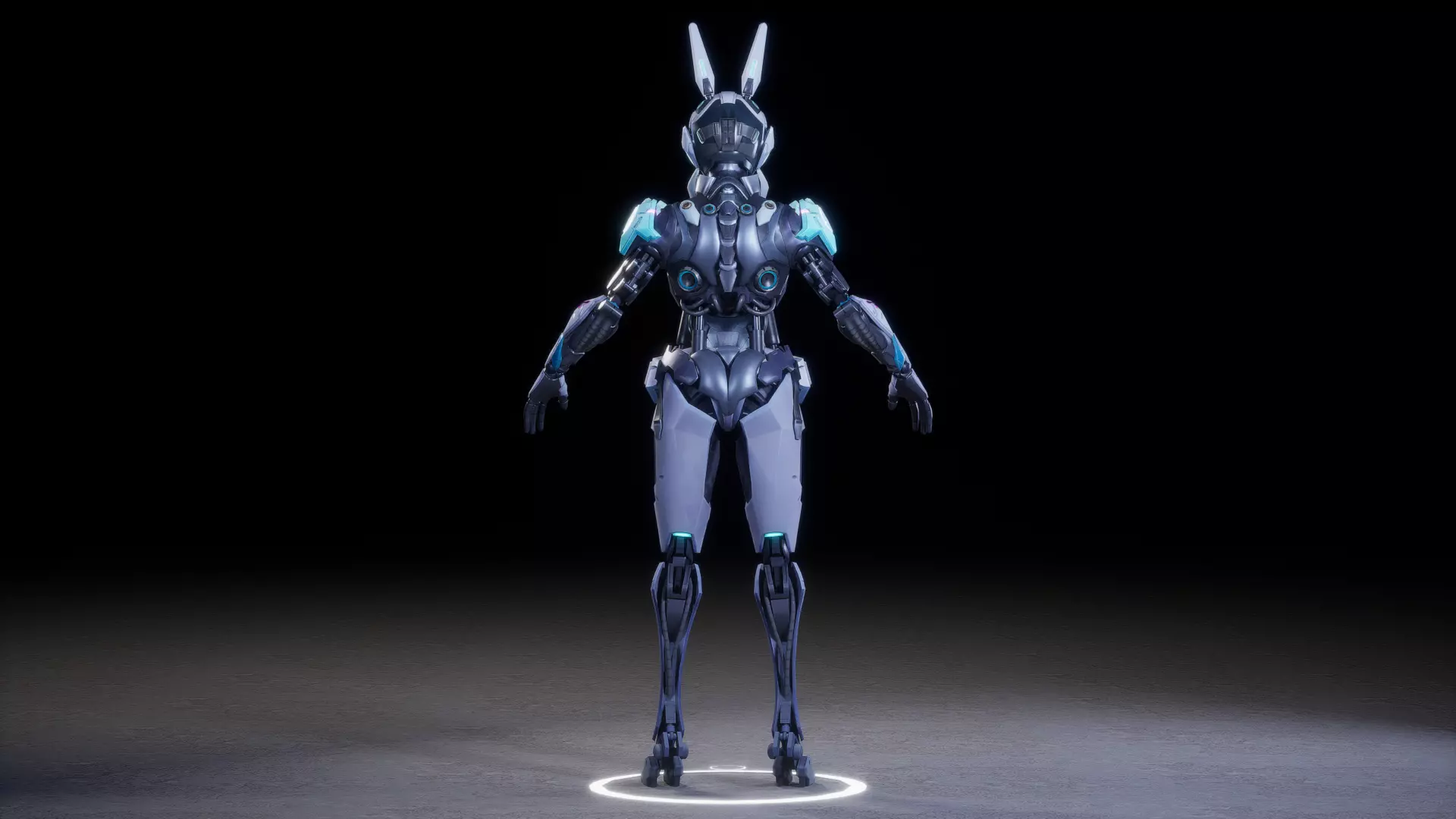 CYBER MECHA RABBIT Low-poly 3D model_4