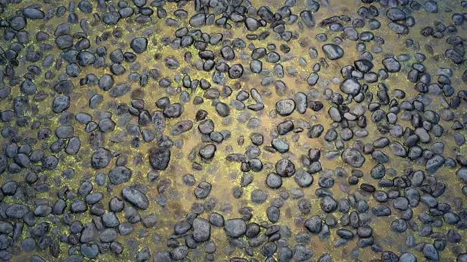 Wet Pebbles PBR Texture