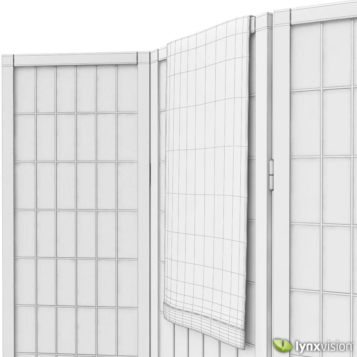 Shoji Rice Paper Screen and Towel 3D model_3