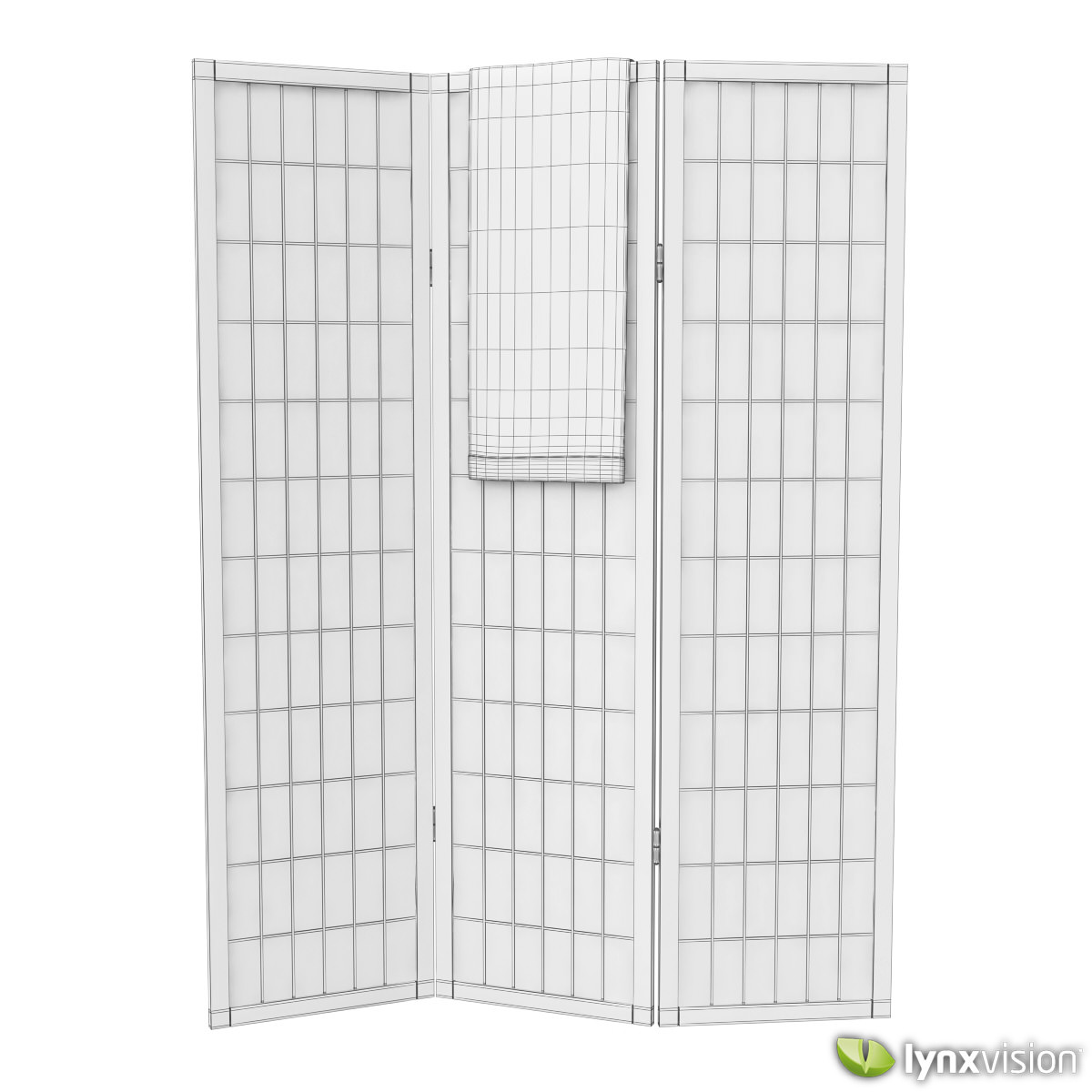 Shoji Rice Paper Screen and Towel 3D model_4