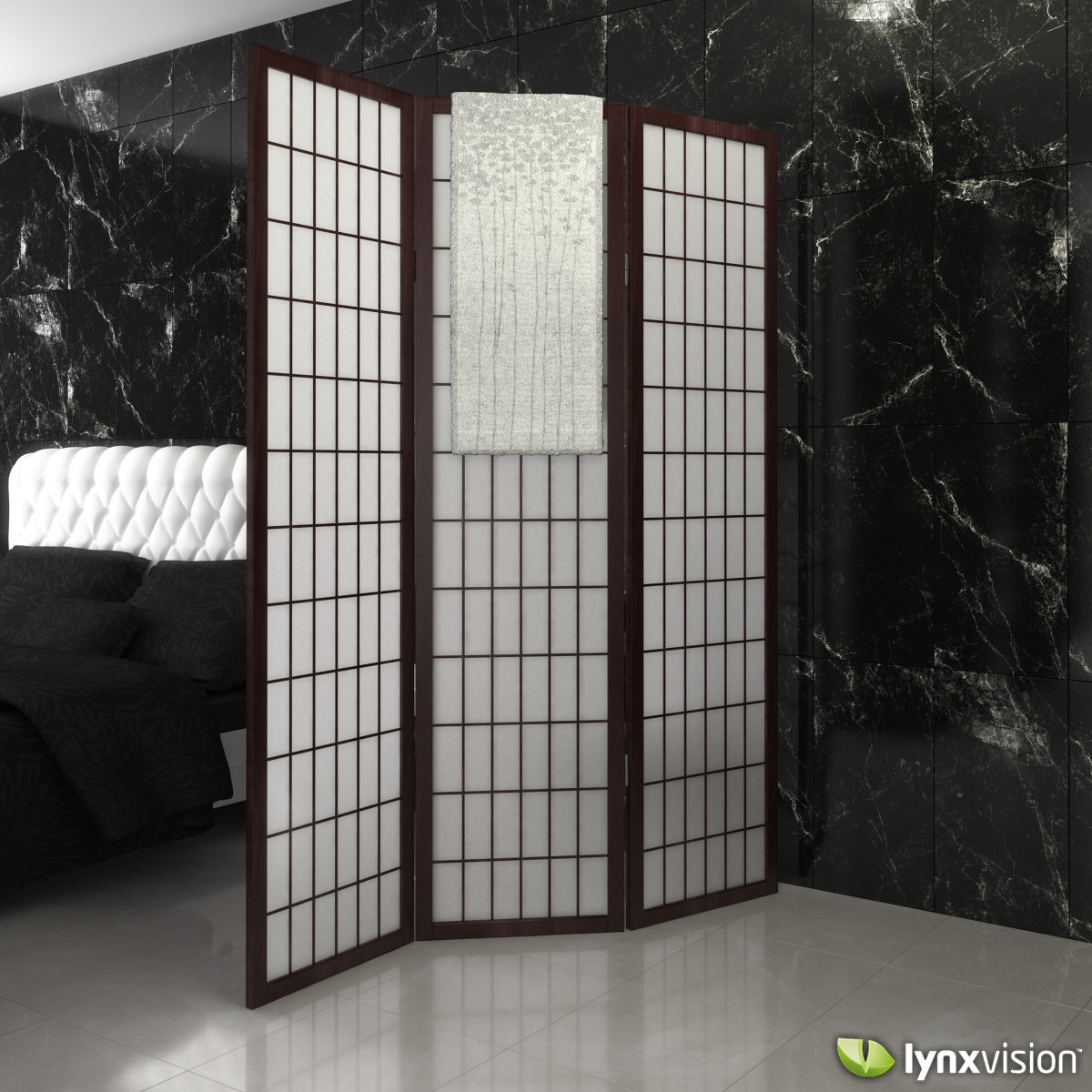 Shoji Rice Paper Screen and Towel 3D model_2