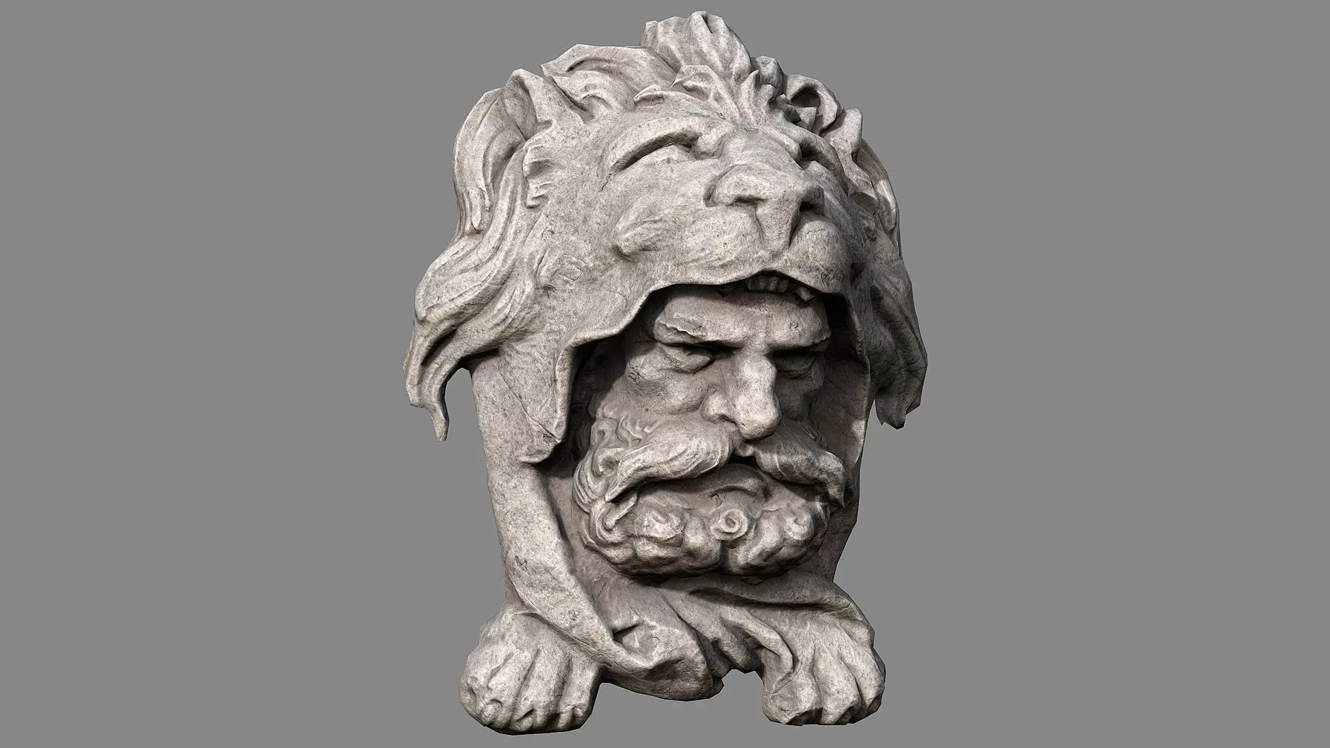 Lion hunter head Low-poly 3D model_5