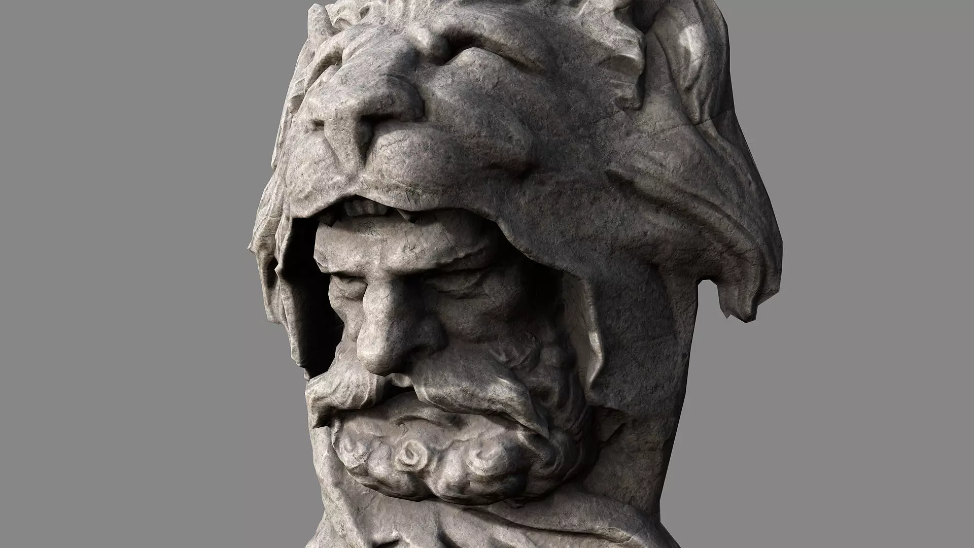 Lion hunter head Low-poly 3D model_2