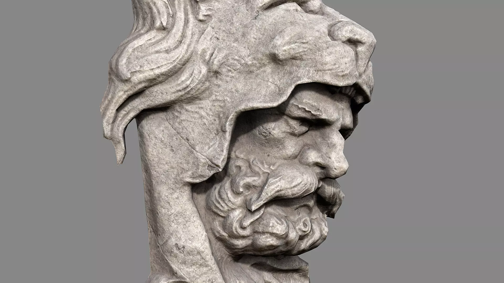 Lion hunter head Low-poly 3D model_7