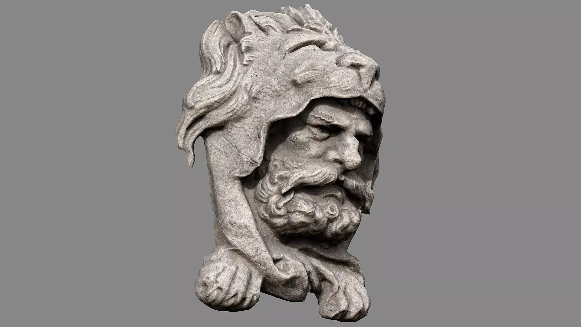 Lion hunter head Low-poly 3D model_6