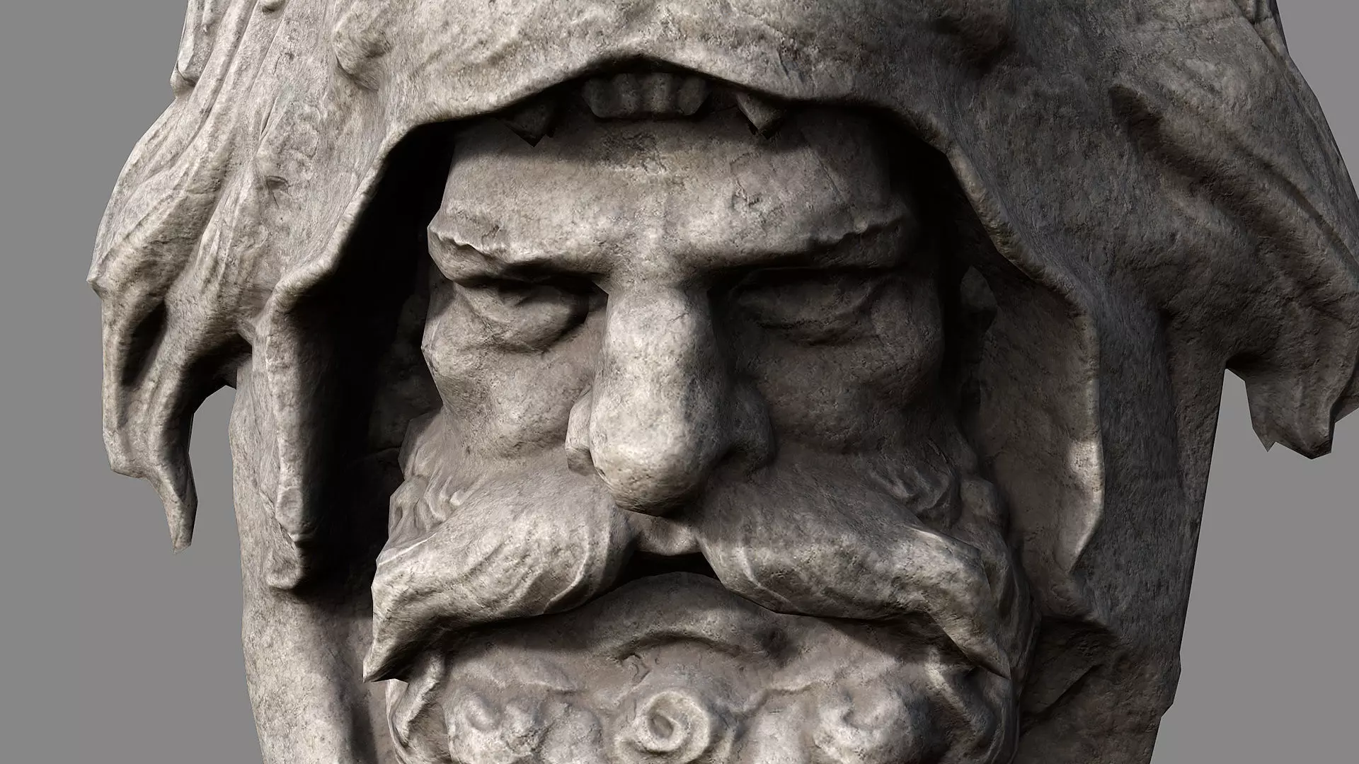 Lion hunter head Low-poly 3D model_8