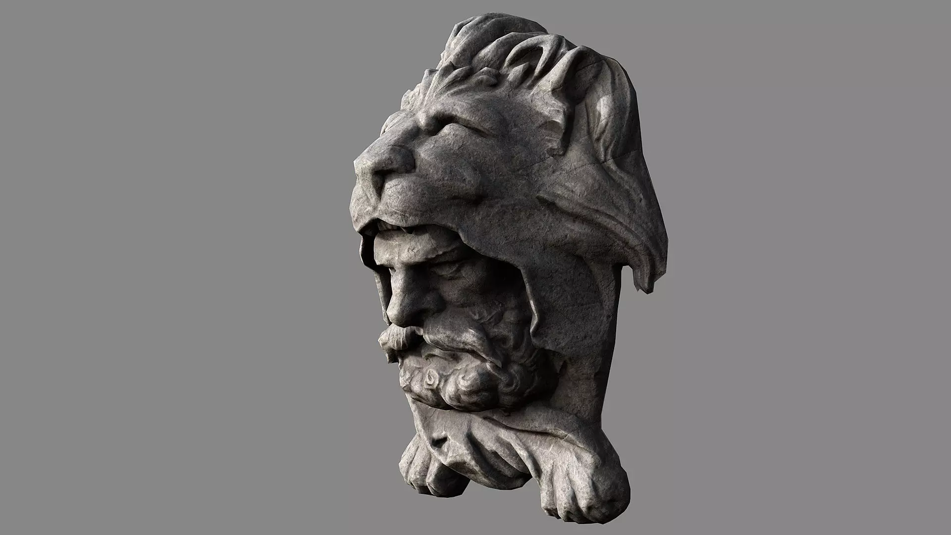 Lion hunter head Low-poly 3D model_3