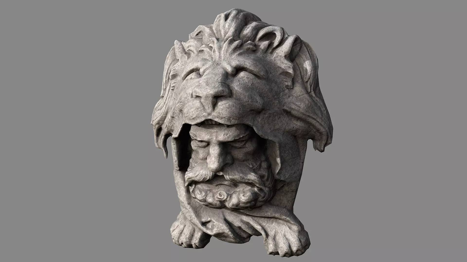 Lion hunter head Low-poly 3D model_1