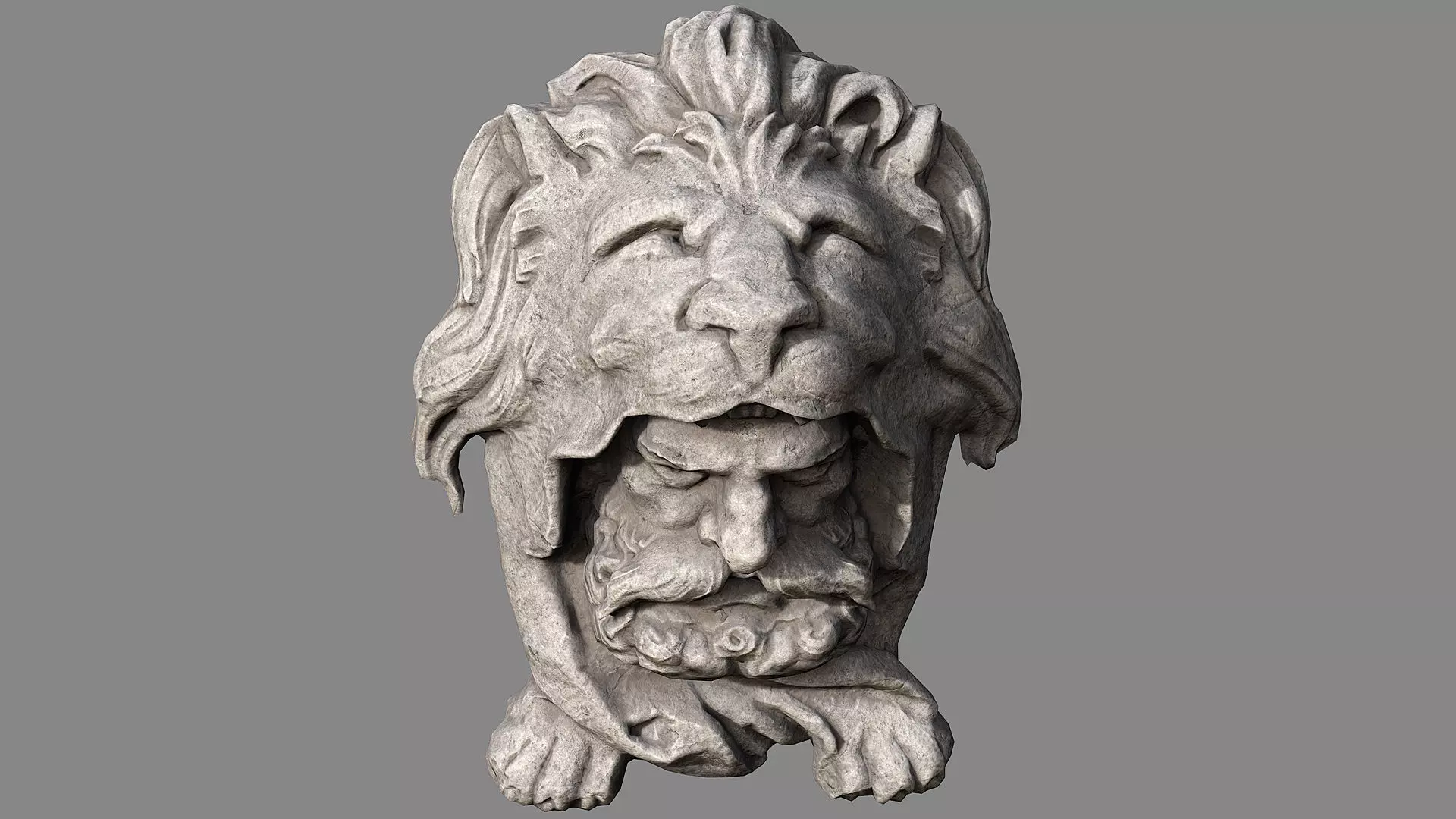 Lion hunter head Low-poly 3D model_9