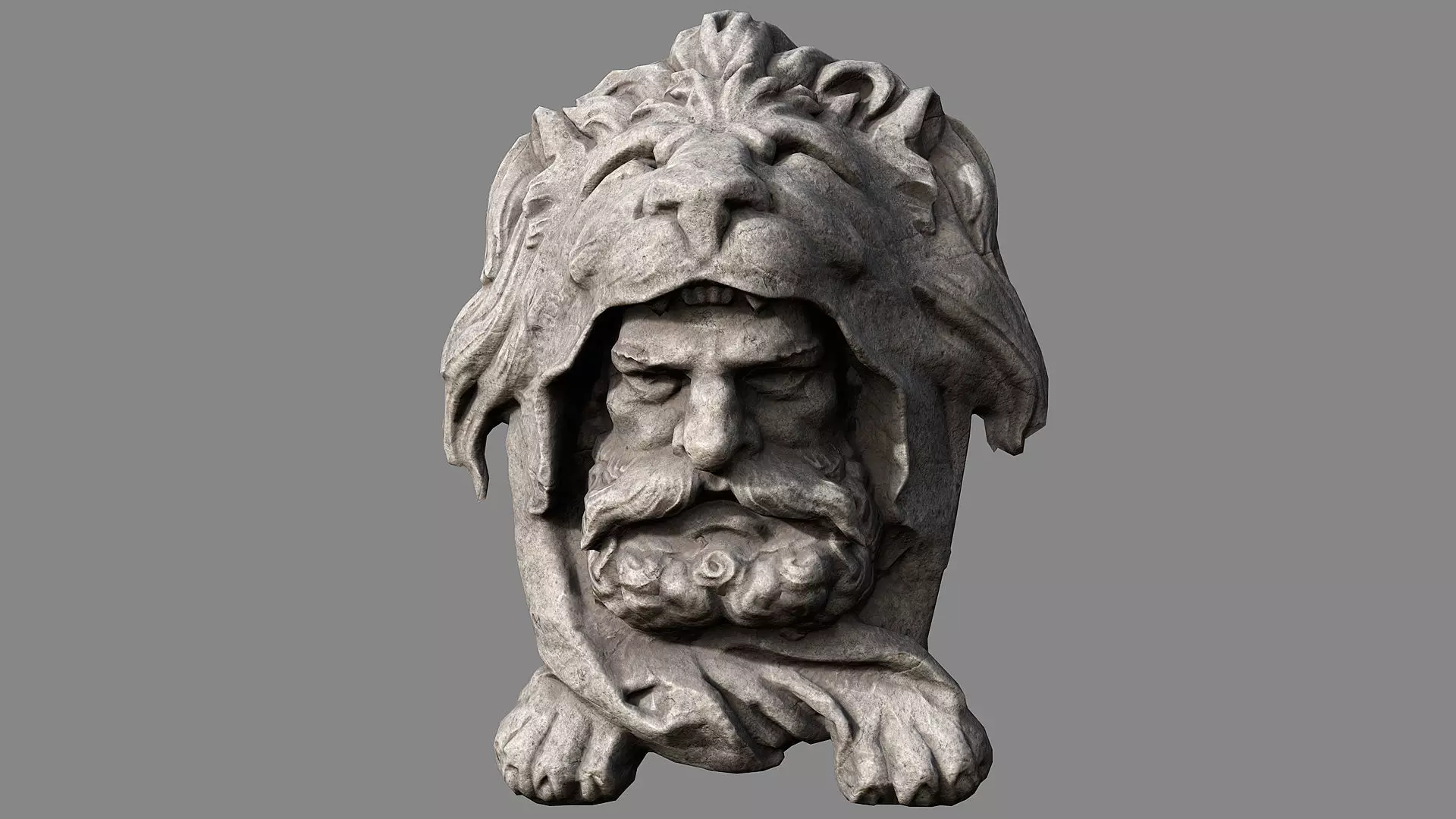 Lion hunter head Low-poly 3D model_4