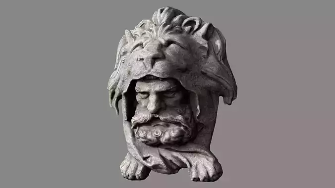 Lion hunter head Low-poly 3D model