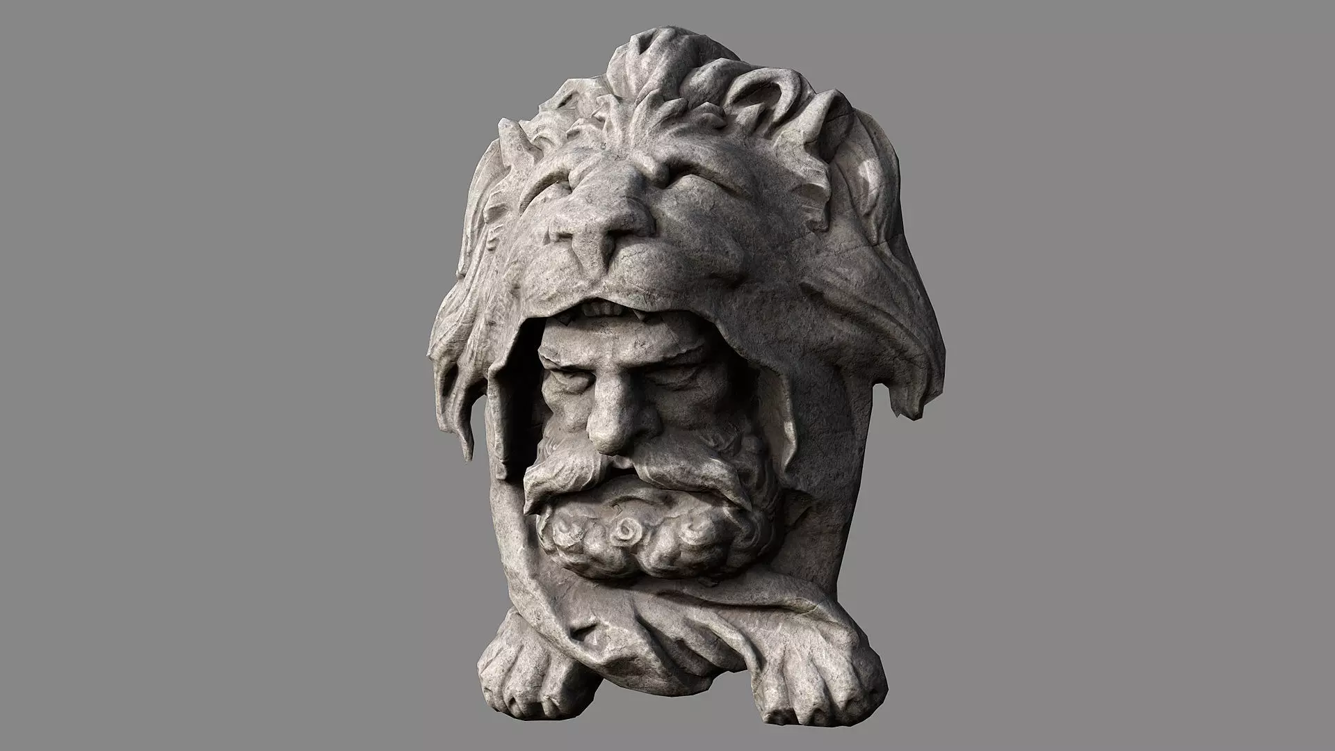 Lion hunter head Low-poly 3D model_0