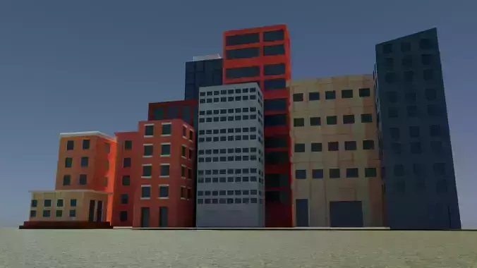 10 stylized buildings Low-poly 3D model 5